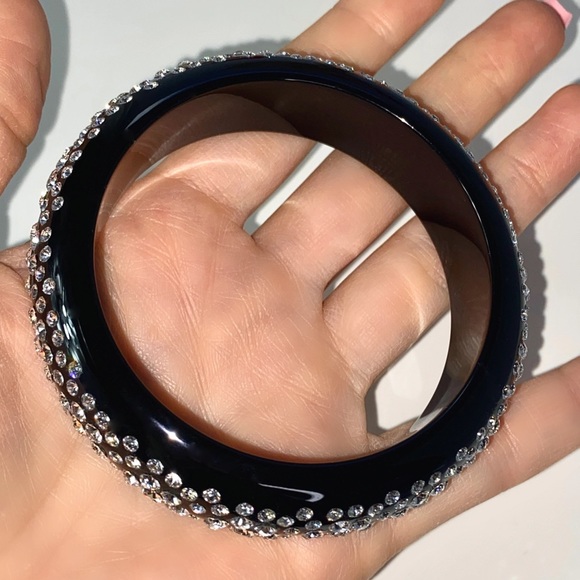 Acrylic Bangle Bracelet Embellished With European Crystal Stones - Picture 4 of 10